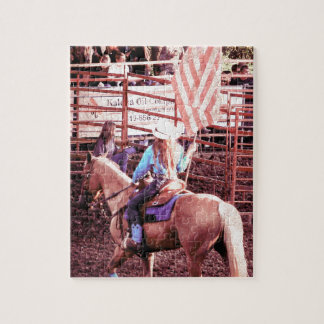 Palominoのロデオの米国旗の馬 ジグソーパズル
