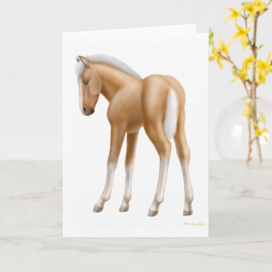 Palominoの子馬の挨拶状 カード (黄色い花)