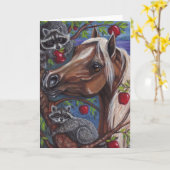 PALOMINOの馬のアライグマのメッセージカード カード (黄色い花)
