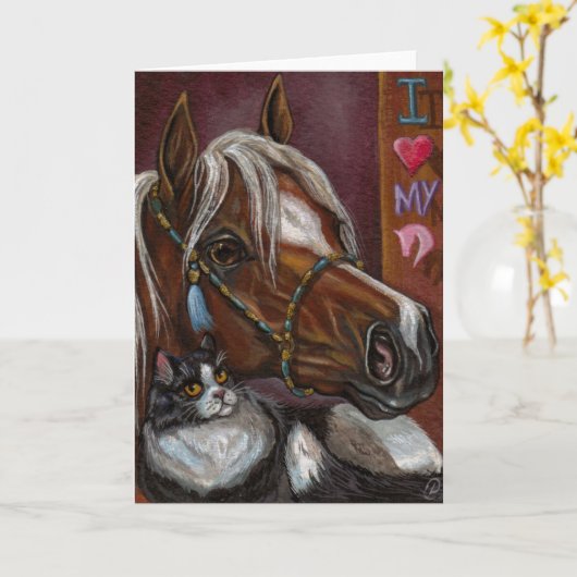 PALOMINOの馬のタキシード猫のメッセージカード カード (黄色い花)