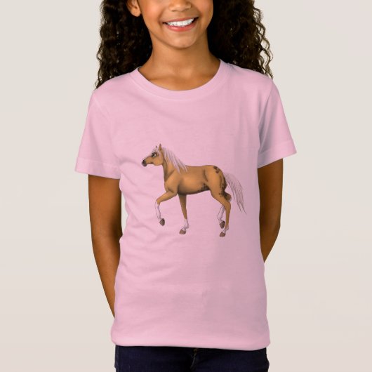 Palominoの馬の女の子のTシャツ Tシャツ (正面)