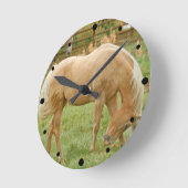 Palominoの馬 ラウンド壁時計 (傾斜)