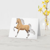 PalominoのSaddlebredの馬の挨拶状 カード (黄色い花)