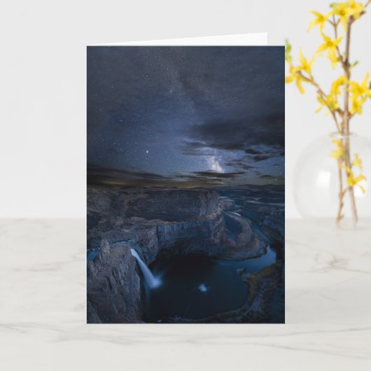 Palouse Falls Park & Milky Way | Washington State カード (黄色い花)