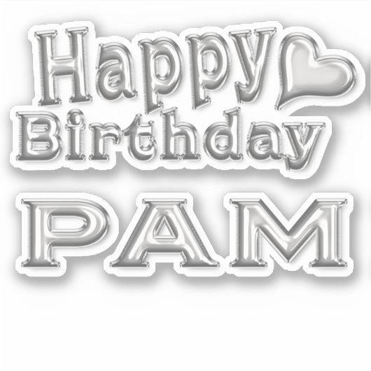 Pam Happy Birthday silver Aufkleber Sticker シール (正面)
