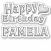 Pamela Happy Birthday silver Aufkleber Sticker シール (正面)