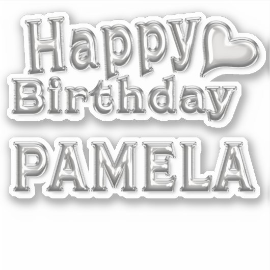 Pamela Happy Birthday silver Aufkleber Sticker シール (正面)