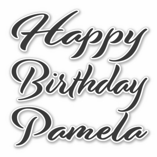 Pamela Name Vorname black Sticker Geburtstag シール (正面)