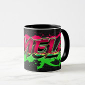 Pamela Vorname Name Graffiti red green Tasse マグカップ (正面右)