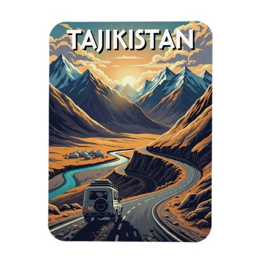 Pamir Highway Tajikistan Travel マグネット (縦)