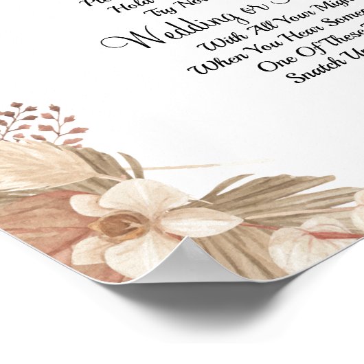 Pampa Grass Put a Ring bridal shower game sign ポスター (角)