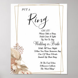 Pampa Grass Put a Ring bridal shower game sign ポスター