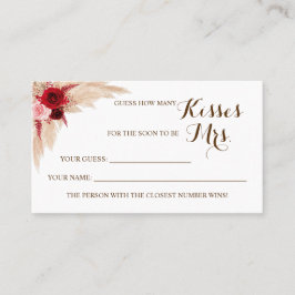 Pampasミセス・シャワー・ゲーム・カードのキスの数 プレイスカード