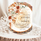 Pampas Boho Acrylic Wood Ring Wedding Invite  アクリル招待状