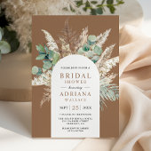 Pampas Eucalyptus Arch Beige Tan Bridal Shower 招待状