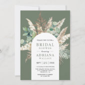 Pampas Eucalyptus Arch Sage Green Bridal Shower 招待状 (正面)