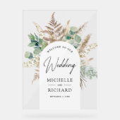 Pampas Eucalyptus Arch Wedding Welcome アクリルサイン (正面)