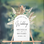 Pampas Eucalyptus Arch Wedding Welcome アクリルサイン (ニュートラル)