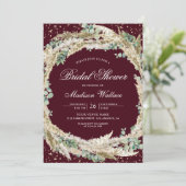 Pampas Eucalyptus Wreath Burgundy Bridal Shower 招待状 (スタンド正面)