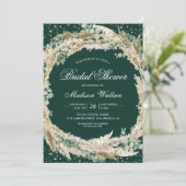 Pampas Eucalyptus Wreath Emerald Bridal Shower 招待状 (スタンド正面)