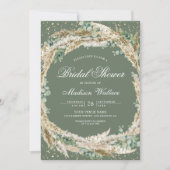 Pampas Eucalyptus Wreath Sage Green Bridal Shower 招待状 (正面)
