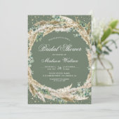 Pampas Eucalyptus Wreath Sage Green Bridal Shower 招待状 (スタンド正面)