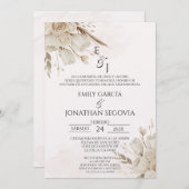 Pampas floral bouquet Spanish wedding  招待状 (正面/裏面)