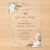 Pampas Flowers,Grad Cap,Graduation  アクリル招待状 (正面)