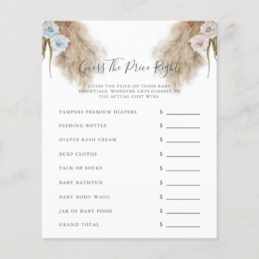 Pampas Grass性別パーティーの価格を推測 (正面)