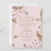 Pampas Grass  and Blush Pink Orchid Baby Shower  招待状 (正面)