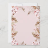 Pampas Grass  and Blush Pink Orchid Baby Shower  招待状 (裏面)
