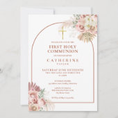 Pampas Grass Arch First Holy Communion 招待状 (正面)