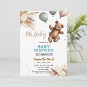 Pampas Grass bear baby shower invitation 招待状 (スタンド正面)