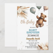 Pampas Grass bear baby shower invitation 招待状 (正面/裏面)