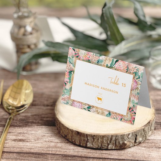 Pampas Grass Beef Meal Choice Guest Name Card テーブルナンバー