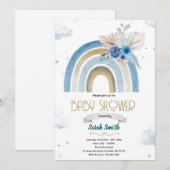 Pampas Grass blue boho rainbow invitation 招待状 (正面/裏面)