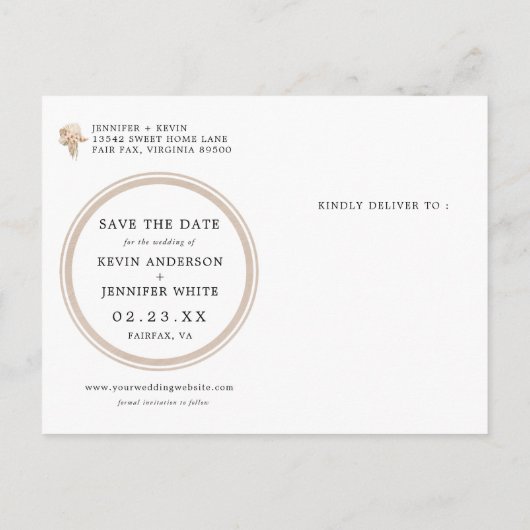 Pampas Grass Bohemian日付はがきを保存 ポストカード (裏面)