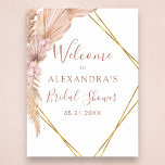 Pampas Grass Boho Tropical Bridal Shower  ポスター<br><div class="desc">Pampas Grass and Palm Leaves Boho Floral Eucalyptus Bohemian Watercolor Frame Bridal Shower Spring or Summer Wedding Welcome Sign - with faux Gold Foil Geometric shape includes beautiful and elegant script typography with modern botanical flowers for the special Wedding day celebration.</div>