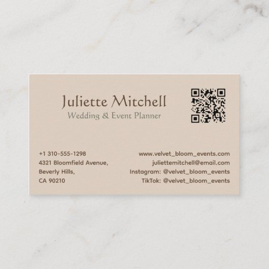Pampas Grass Boho Wedding Planner Business Card 名刺 (裏面)