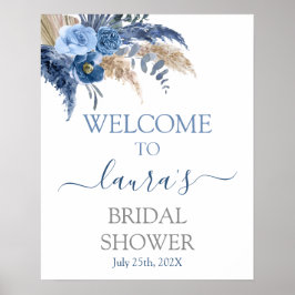 Pampas Grass Bridal Shower Welcome sign ポスター