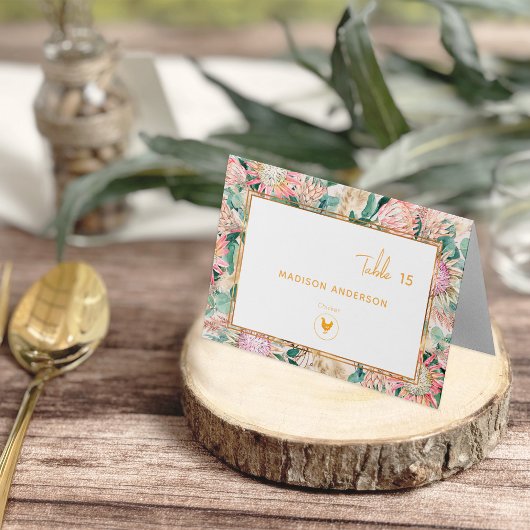 Pampas Grass Chicken Meal Choice Guest Name Card テーブルナンバー