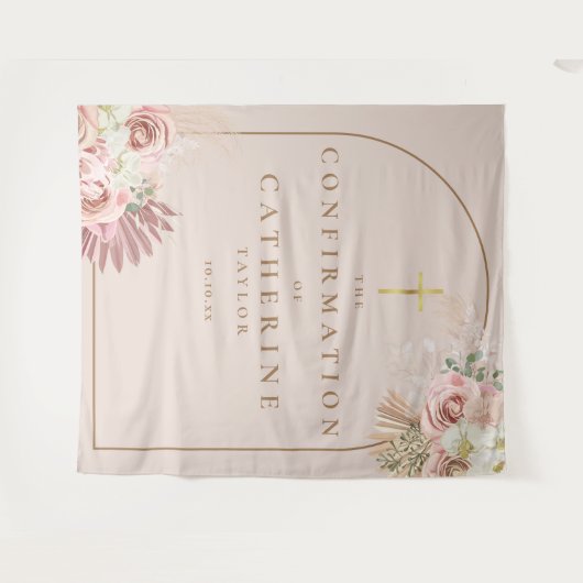 Pampas Grass Confirmation Photo Backdrop タペストリー (正面(横))