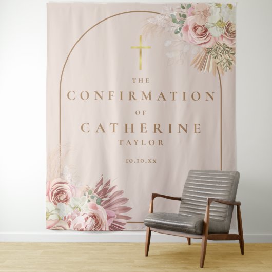 Pampas Grass Confirmation Photo Backdrop タペストリー (インサイチュ)