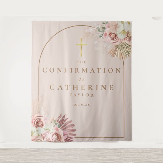 Pampas Grass Confirmation Photo Backdrop タペストリー (正面)