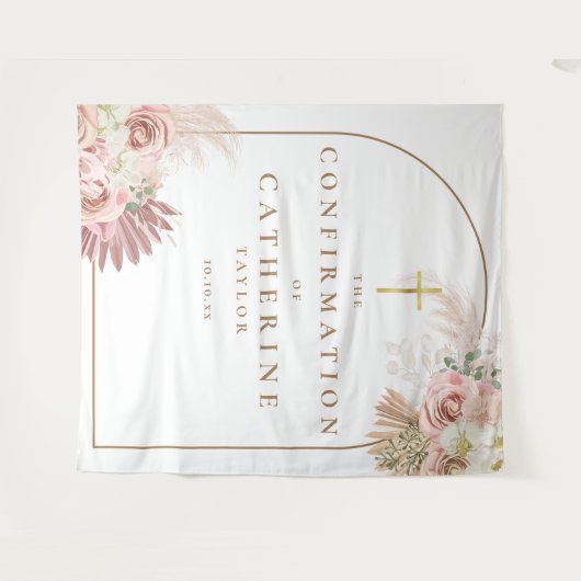 Pampas Grass Confirmation Photo Backdrop タペストリー (正面(横))