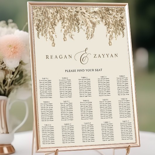 Pampas Grass Earthy Exotic Wedding Seating Chart ポスター