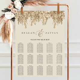 Pampas Grass Earthy Exotic Wedding Seating Chart ポスター
