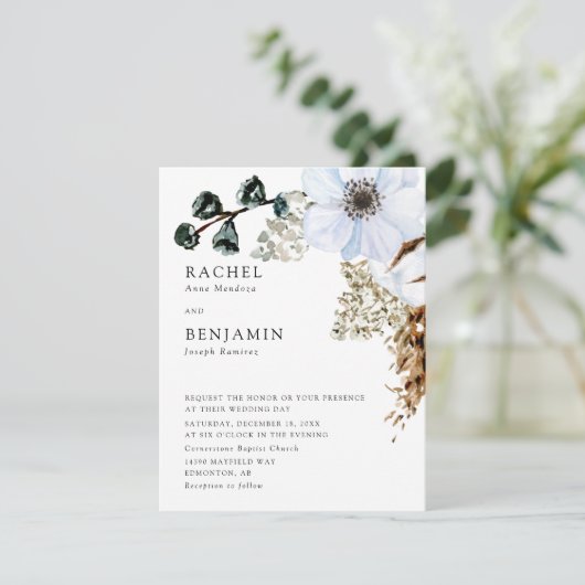 Pampas Grass Elegant Boho Wedding Floral  招待状 (スタンド正面)