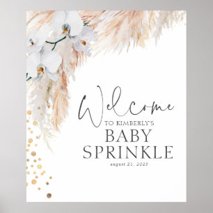 Pampas Grass Floral Baby Shower Welcome ポスター