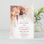 Pampas Grass Floral Terracotta QR Code Wedding 招待状 (スタンド正面)